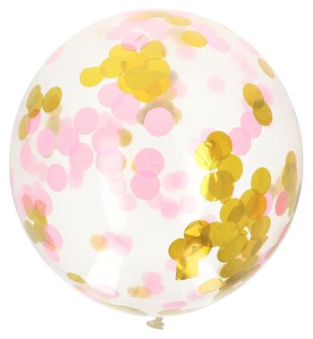 Ballon XL avec Confettis Doré/Rose - 61 cm 1