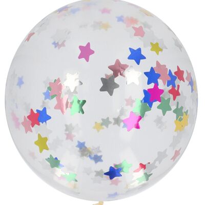 Balloon XL with Confetti Stars Multicolored - 61 cm