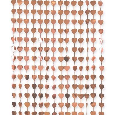 Door Curtain Foil Hearts Rose Gold - 2x1 m