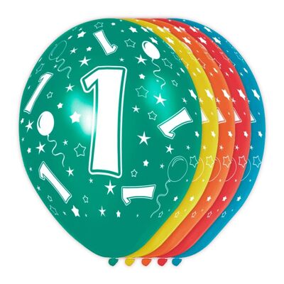 1 Year Birthday Balloons - Pack of 5