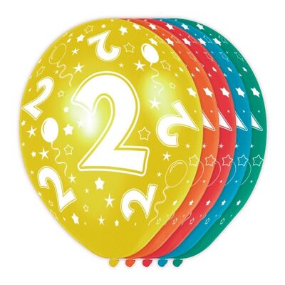 Ballons Anniversaire 2 Ans - Paquet de 5