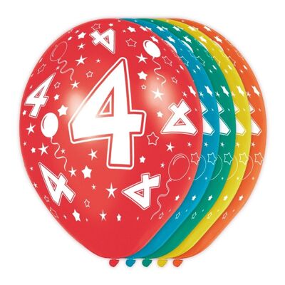 4 Years Birthday Balloons - Pack of 5