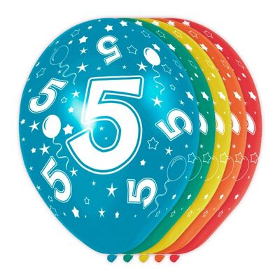5 Years Birthday Balloons - Pack of 5