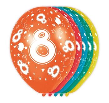 Ballons d'anniversaire 8 ans 5 pièces 1