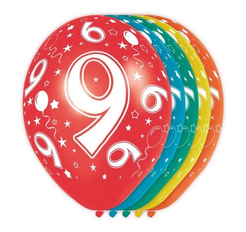 9 Jaar Verjaardag Ballonnen 5 stuks
