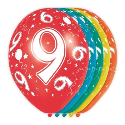 9 Years Birthday Balloons 5 pcs