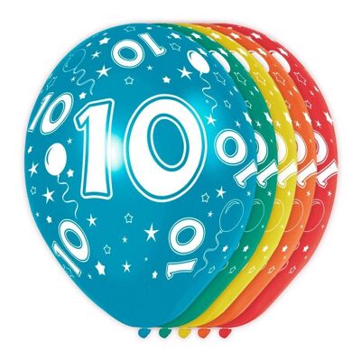 Ballons d'anniversaire 10 ans 5 pièces