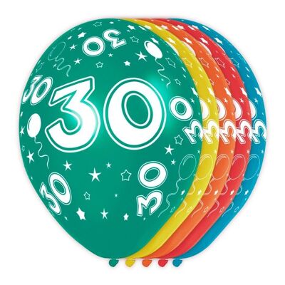 Ballons d'anniversaire 30 ans 5 pièces