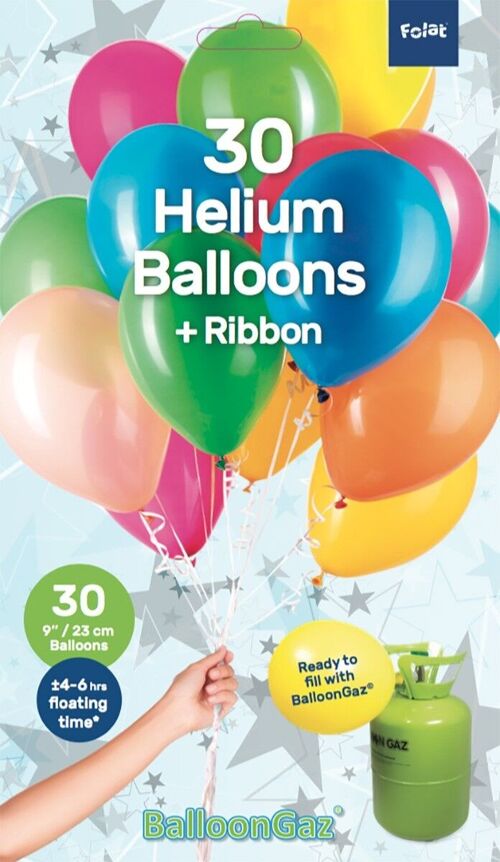 Meerkleurige Ballonnen met Lint 23cm - 30 stuks