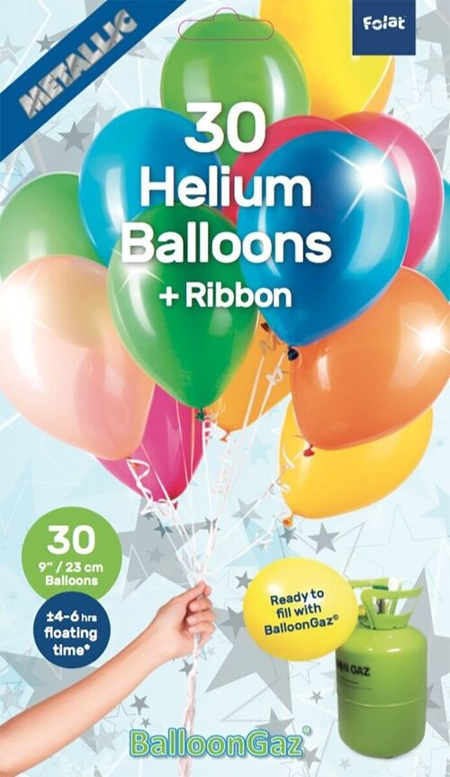Meerkleurige Metallic Ballonnen met Lint 23cm - 30 stuks