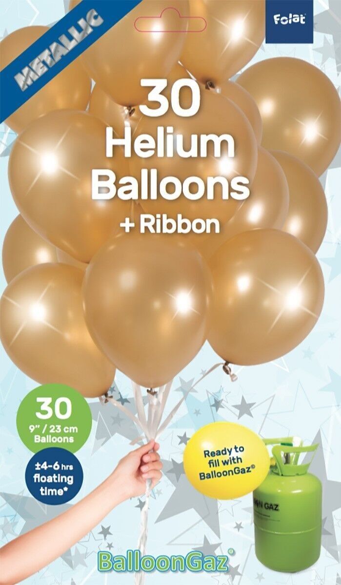 Palloncini Oro con Nastro 23cm - 30 pezzi