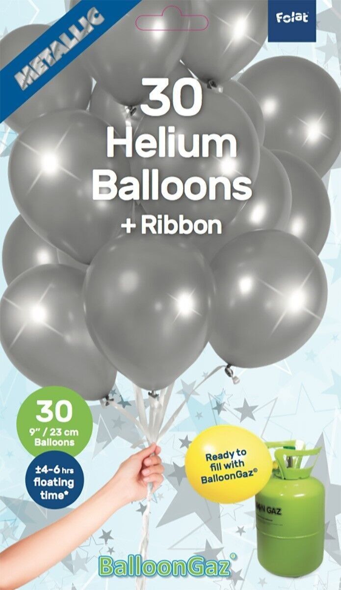 Palloncini Argento con Nastro 23cm - 30 pezzi