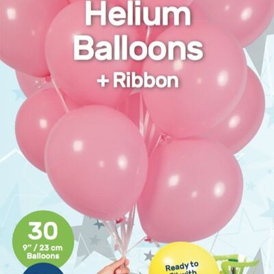 Light Pink Balloons with Ribbon 23cm - 30 pieces