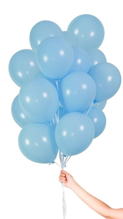 Lichtblauwe Ballonnen met Lint 23cm - 30 stuks