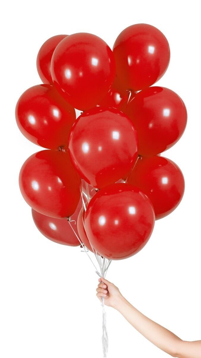 Red Balloons with Ribbon 23cm - 30 pieces