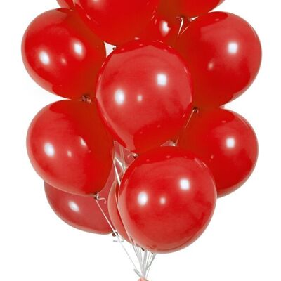 Red Balloons with Ribbon 23cm - 30 pieces