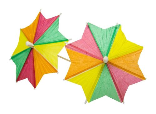 Meerkleurige Prikkers Parasol 10cm - 10 stuks