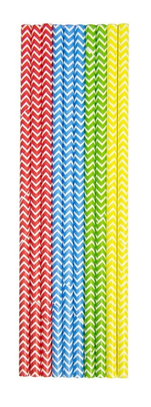 Meerkleurige Zigzag Papieren Rietjes 20cm - 10 stuks