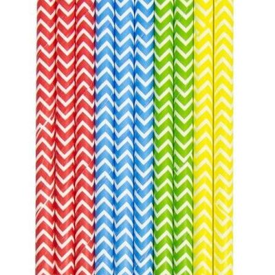 Pailles en papier zigzag multicolores 20cm - 10 pièces