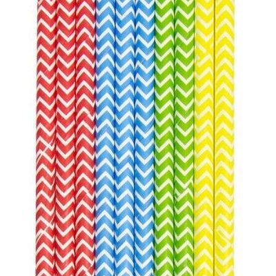 Meerkleurige Zigzag Papieren Rietjes 20cm - 10 stuks