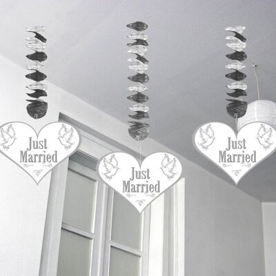 Hanging decoration Just Married Hearts - 3 pieces