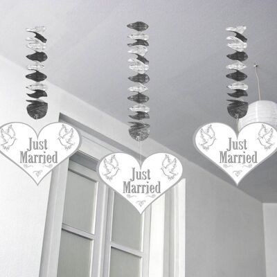 Hangdecoratie Just Married Harten - 3 stuks