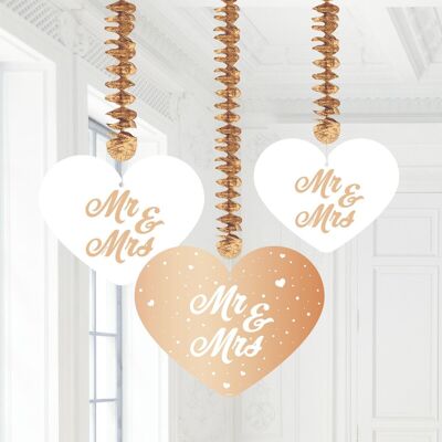 Wedding Rose Gold Hanging Decoration - 3 Pieces