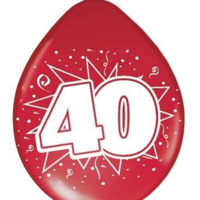 Ballons 40 Ans Rouge Rubis - 8 pièces
