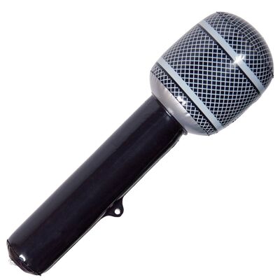Inflatable microphone black - 32 cm