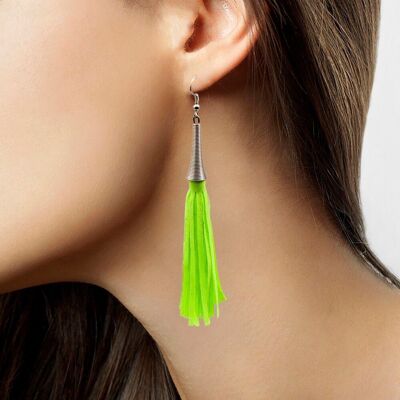 Earrings fringe neon green