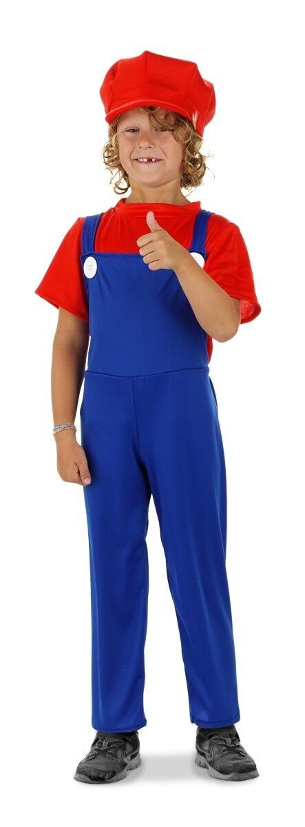 Super Klempner Rot Kinderkostüm Größe M - 116-134