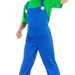 Costume Vert Super Plombier - Taille Enfant M - 116-134
