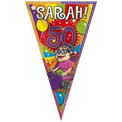 Bandera Mega Fiesta 50 Años Sarah 100x150