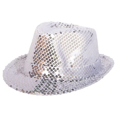 Cappello trilby argento con glitter