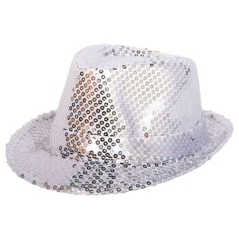 Chapeau trilby argenté à paillettes 2