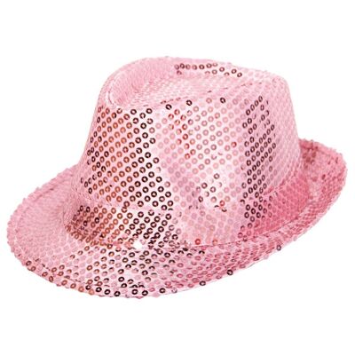 Cappello rosa trilby con glitter