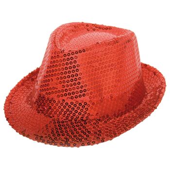 Chapeau trilby rouge à paillettes 1