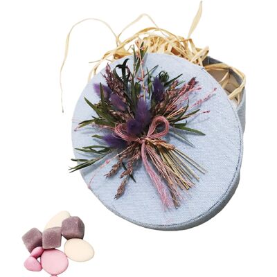 19cm linen box with lavender flowers