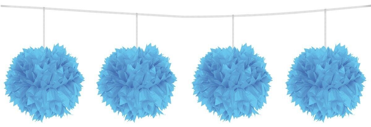 Pompom garland light blue - 3 mtr