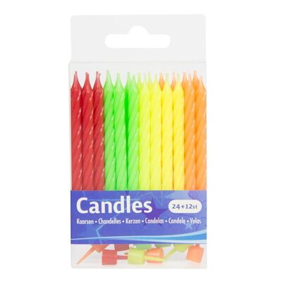 Candles neon colors - 24 pieces