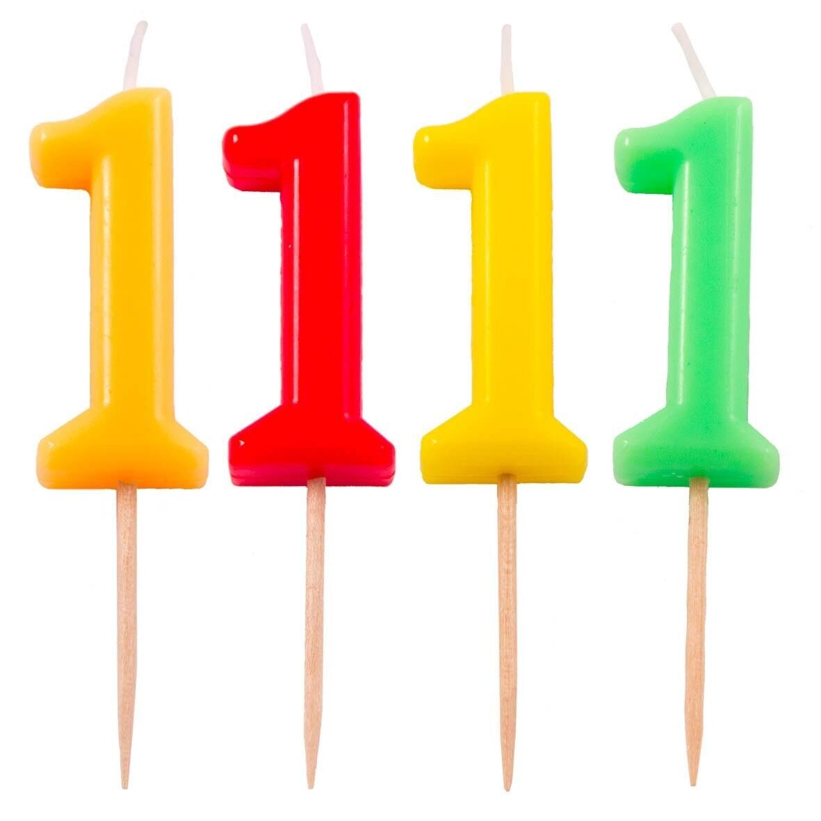Kerze Nummer 1 Neonfarbe