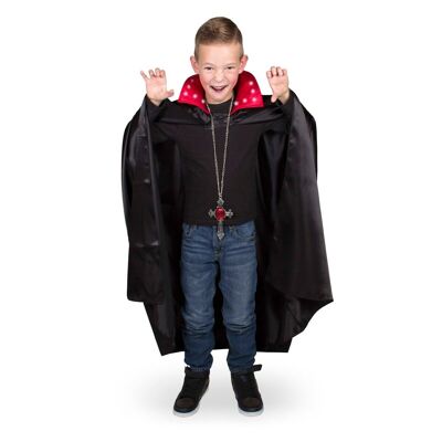 Schwarzer Vampirumhang mit LED-Kragen - Kind