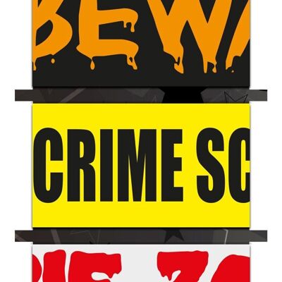 Rubans de marquage Crime scene-Beware-Zombie zone - 3 pièces
