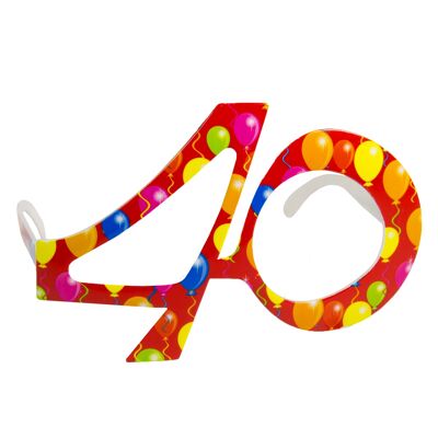 Red Glasses 40 Years Balloons