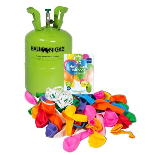 Helium Cilinder BalloonGaz met 30 Meerkleurige Ballonnen en Lint