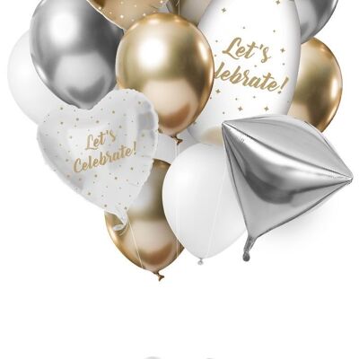 Cilindro de helio BalloonGaz 30 'Celebrate' con globos y cinta