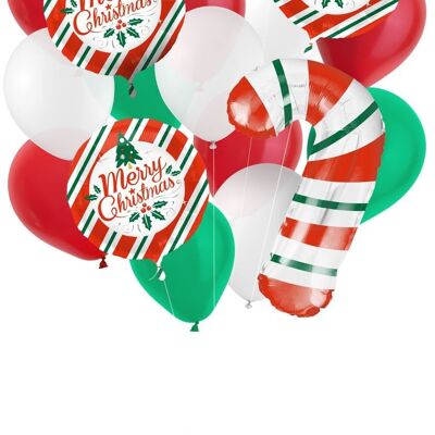Helium Cylinder BalloonGaz 30 'Christmas' with Balloons and Ribbon