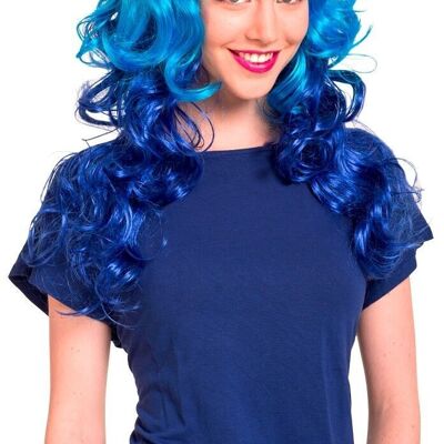 Parrucca blu brillante con riccioli