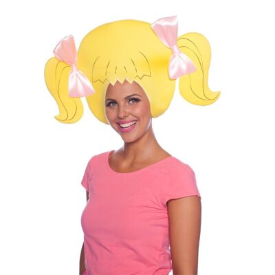Blonde Hair with Pink Bows Foam Wig