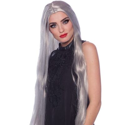 Silberne Perücke langes Haar